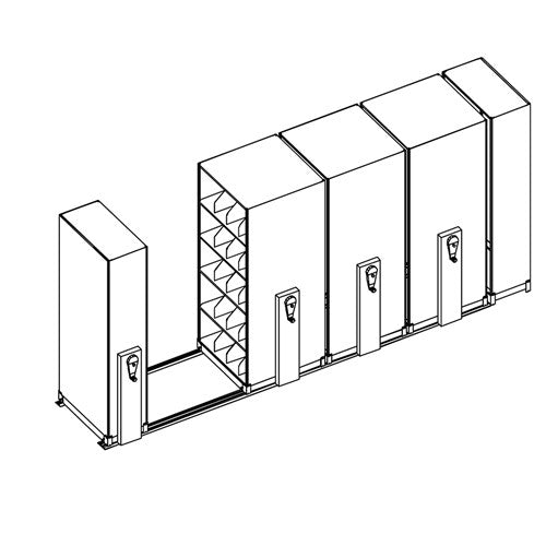 Mobile Lite Typical 17' x 4'; Heavy-Duty Filing, 5-Tier, Locking System, 1,385 LFI | EML3653X