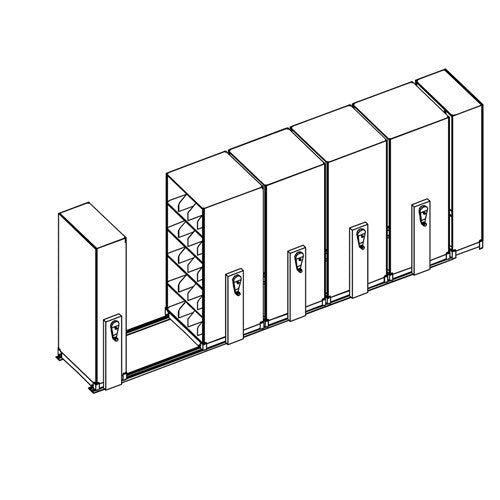 Mobile Lite Typical 20' x 4'; Heavy-Duty Filing, 5-Tier, Locking System, 1,731 LFI | EML3654X
