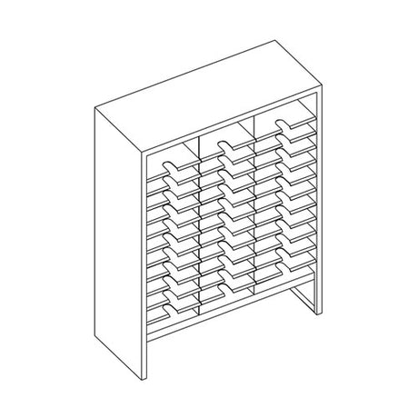 Mailflow Systems Sorter, Closed Back w/ 7" Elevation; 36 Sorting Pockets 15”D without Plexi Doors | SC3648GL