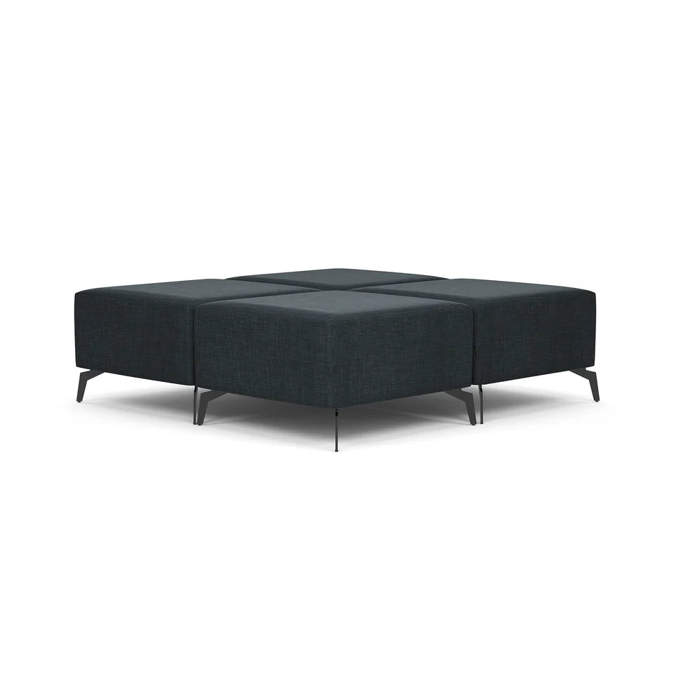 Saxon Square Black Ottoman with Metal Legs | OSTYP367