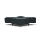 Saxon Square Black Ottoman with Metal Legs | OSTYP367
