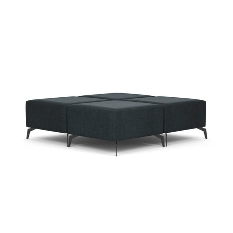 Saxon Square Black Ottoman with Metal Legs | OSTYP367