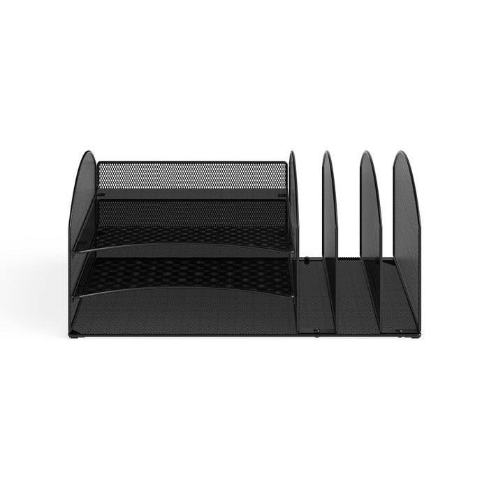 Onyx Desk Organizer, 3 Horizontal / 3 Upright, Mesh, Knock Down | 3213BLKD