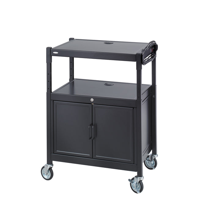 Steel Adjustable AV Cart With Cabinet | 8943BL