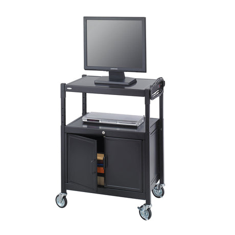Steel Adjustable AV Cart With Cabinet | 8943BL