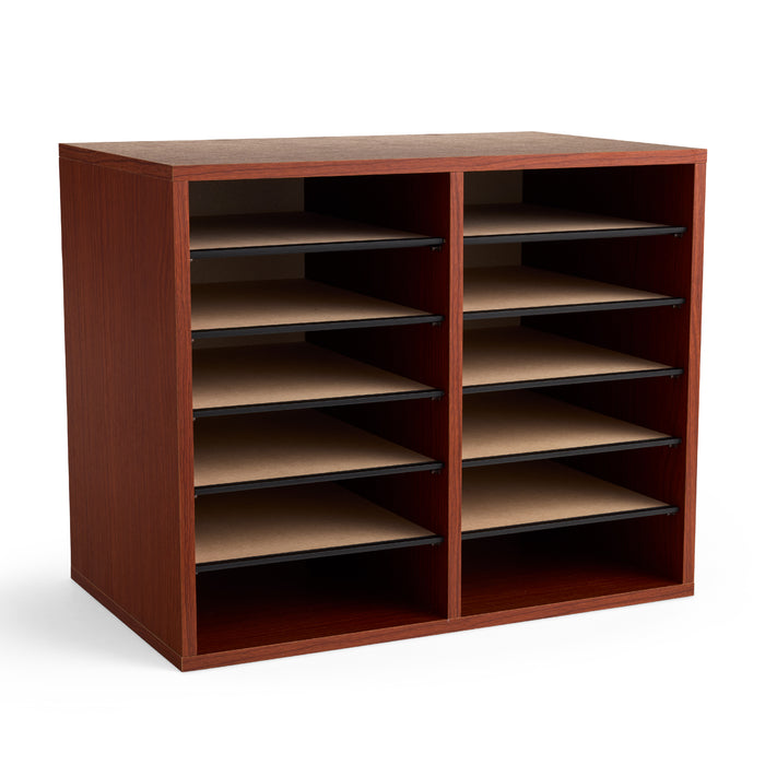 Wood Adjustable Literature Organizer - 12 Compartment | 9420