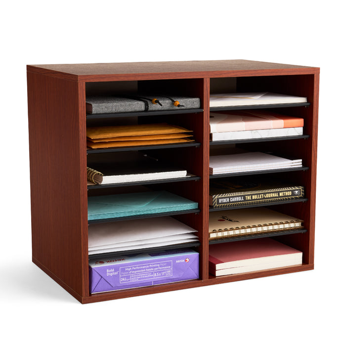 Wood Adjustable Literature Organizer - 12 Compartment | 9420