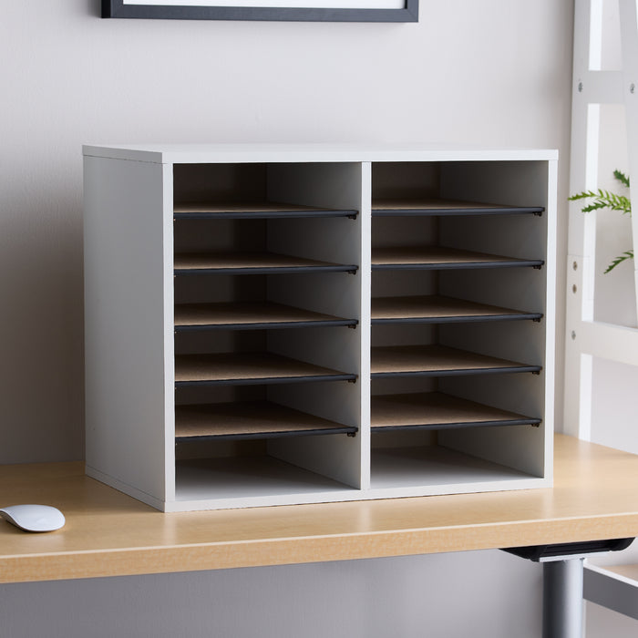 Wood Adjustable Literature Organizer - 12 Compartment | 9420