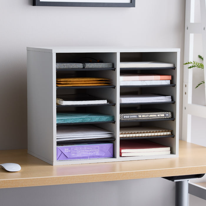 Wood Adjustable Literature Organizer - 12 Compartment | 9420