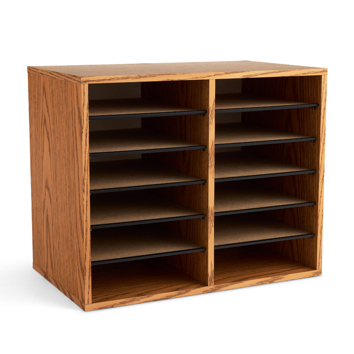 Wood Adjustable Literature Organizer - 12 Compartment | 9420