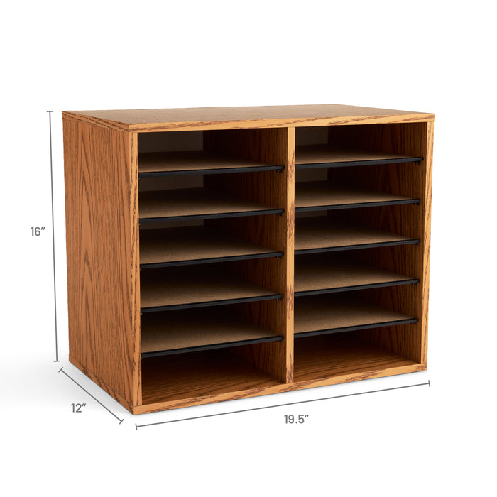 Wood Adjustable Literature Organizer - 12 Compartment | 9420