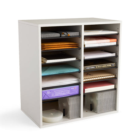 Wood Adjustable Literature Organizer, 16 Compartment | 9422