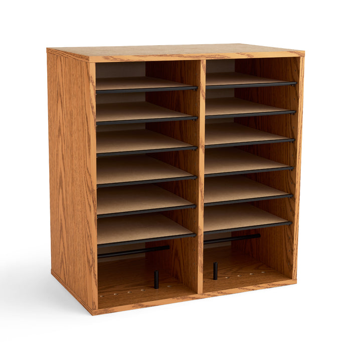 Wood Adjustable Literature Organizer, 16 Compartment | 9422