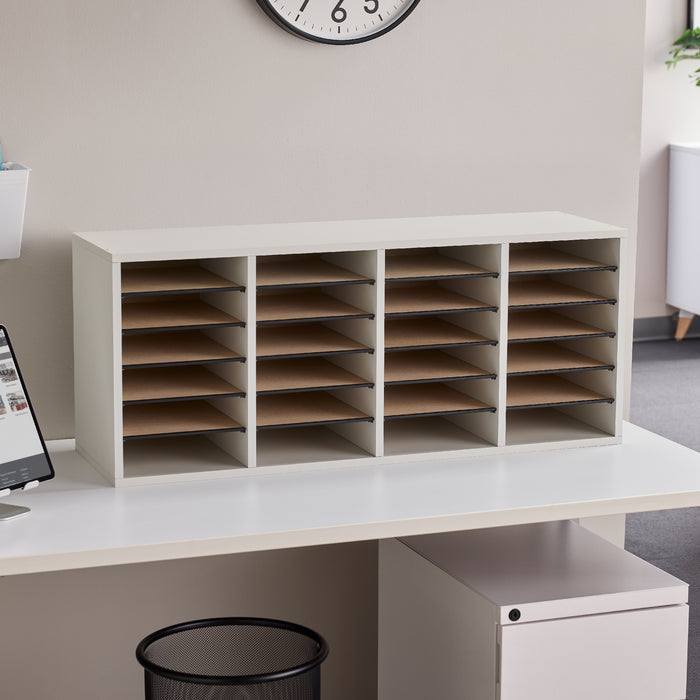 Wood Adjustable Literature Organizer, 24 Compartment | 9423