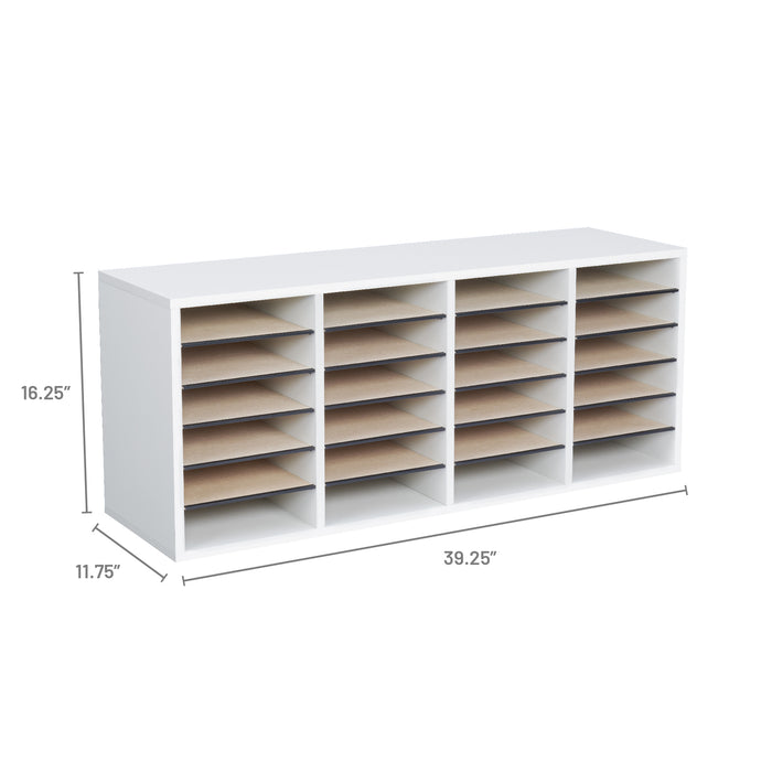 Wood Adjustable Literature Organizer, 24 Compartment | 9423