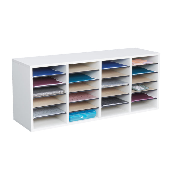 Wood Adjustable Literature Organizer, 24 Compartment | 9423