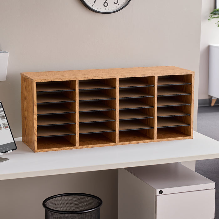 Wood Adjustable Literature Organizer, 24 Compartment | 9423