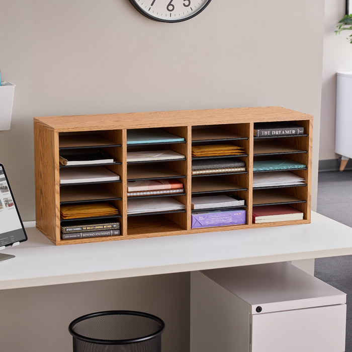 Wood Adjustable Literature Organizer, 24 Compartment | 9423