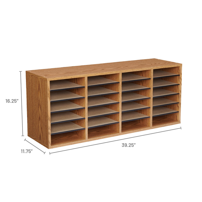 Wood Adjustable Literature Organizer, 24 Compartment | 9423