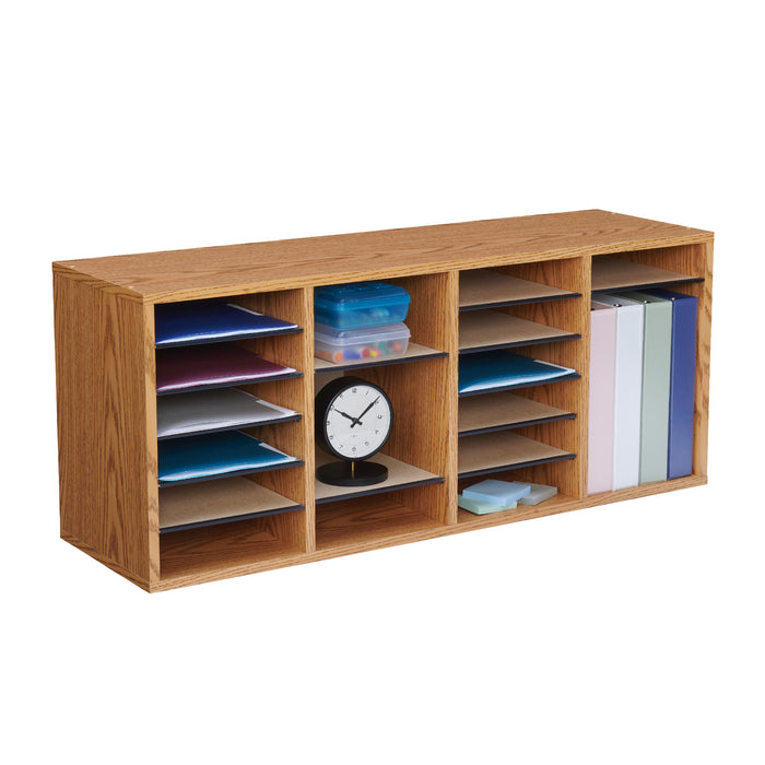 Wood Adjustable Literature Organizer, 24 Compartment | 9423