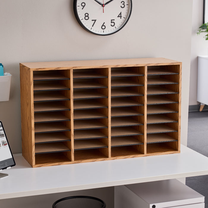 Wood Adjustable Literature Organizer, 36 Compartment | 9424