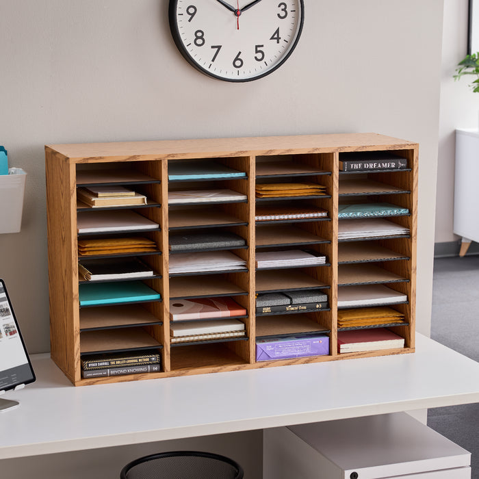 Wood Adjustable Literature Organizer, 36 Compartment | 9424