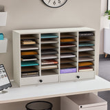 Wood Adjustable Literature Organizer, 32 Compartment w. Drawer | 9494