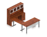 71" x 30" Desk with Height-Adjustable Return, Hutch, and Mobile Pedestals | Layout SL-3