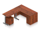 66" Desk with Height-Adjustable Return and Mobile Pedestals | Layout SL-7