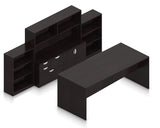 96" High Top Collaboration Table with Hutch, Bookcase, and Storage | Layout SL-12