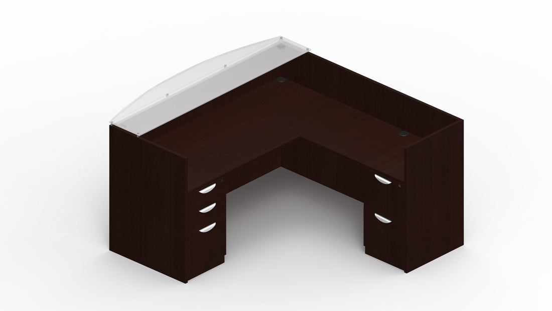 Reception Desk with Frosted Glass Transaction Top and Mobile Storage | Layout SL-13