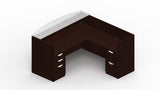 Reception Desk with Frosted Glass Transaction Top and Mobile Storage | Layout SL-13