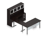 71" x 30" Desk with Height-Adjustable Return, Hutch, and Mobile Pedestals | Layout SL-3