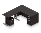 66" Desk with Height-Adjustable Return and Mobile Pedestals | Layout SL-7