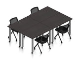 60" Tables with Square Legs, Casters, and Flip-Seat Nesting Chairs | Layout SL-9