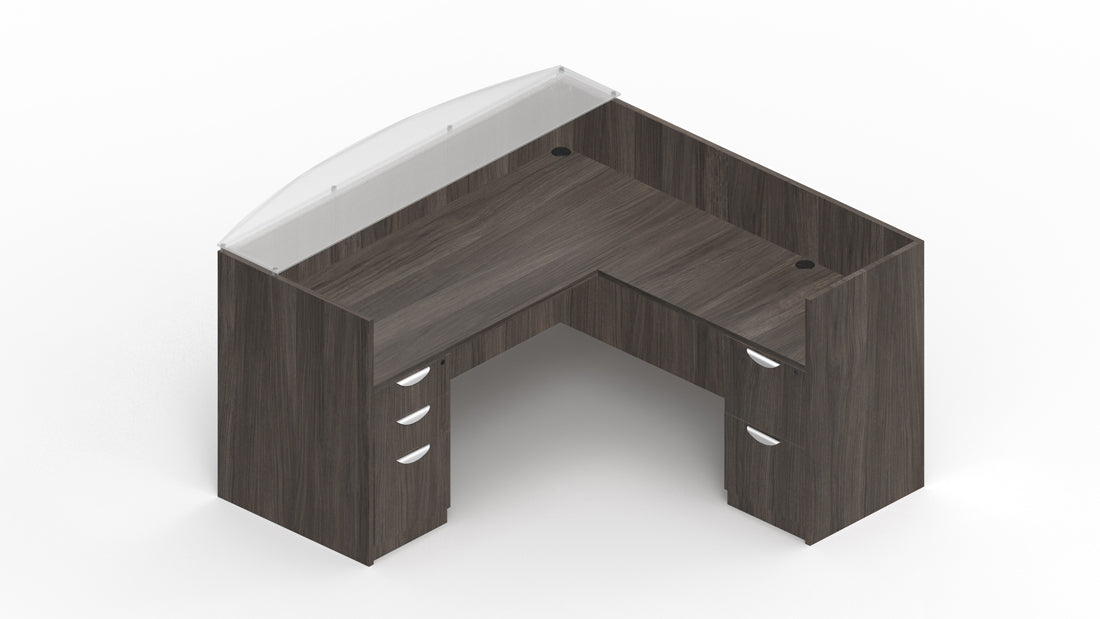 Reception Desk with Frosted Glass Transaction Top and Mobile Storage | Layout SL-13
