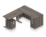 66" Desk with Height-Adjustable Return and Mobile Pedestals | Layout SL-7