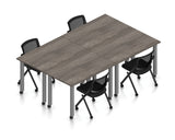 60" Tables with Square Legs, Casters, and Flip-Seat Nesting Chairs | Layout SL-9