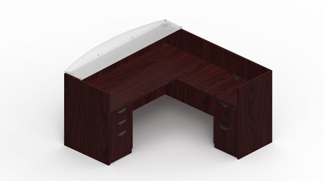Reception Desk with Frosted Glass Transaction Top and Mobile Storage | Layout SL-13