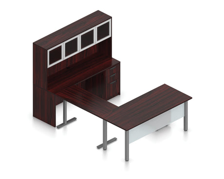 71" x 30" Desk with Height-Adjustable Return, Hutch, and Mobile Pedestals | Layout SL-3