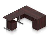 66" Desk with Height-Adjustable Return and Mobile Pedestals | Layout SL-7