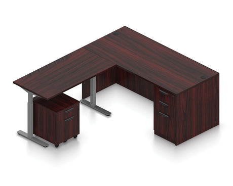 66" Desk with Height-Adjustable Return and Mobile Pedestals | Layout SL-7