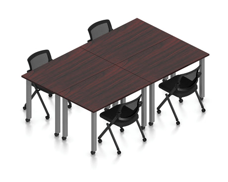 60" Tables with Square Legs, Casters, and Flip-Seat Nesting Chairs | Layout SL-9