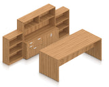 96" High Top Collaboration Table with Hutch, Bookcase, and Storage | Layout SL-12