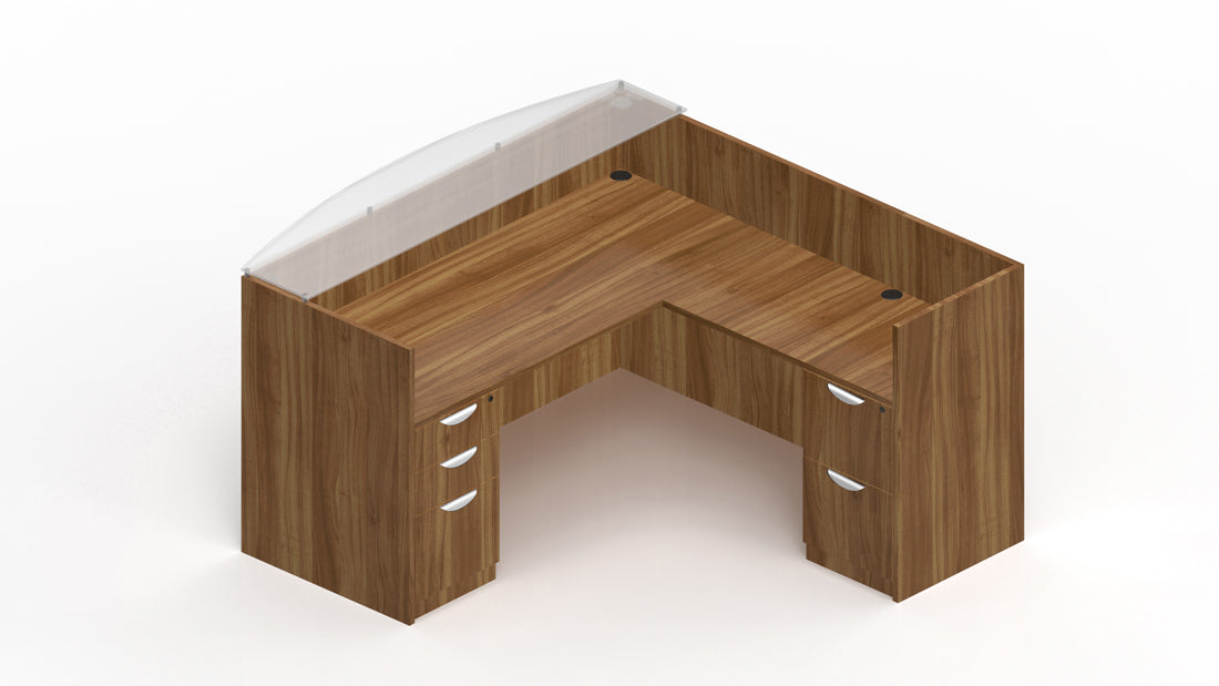 Reception Desk with Frosted Glass Transaction Top and Mobile Storage | Layout SL-13