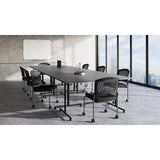 Aero Armless Guest Chair with Black Fabric Seat and Titanium Frame | OSSN6908FBK