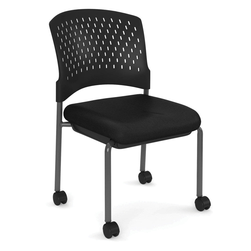 Aero Armless Guest Chair with Black Fabric Seat and Titanium Frame | OSSN6908FBK