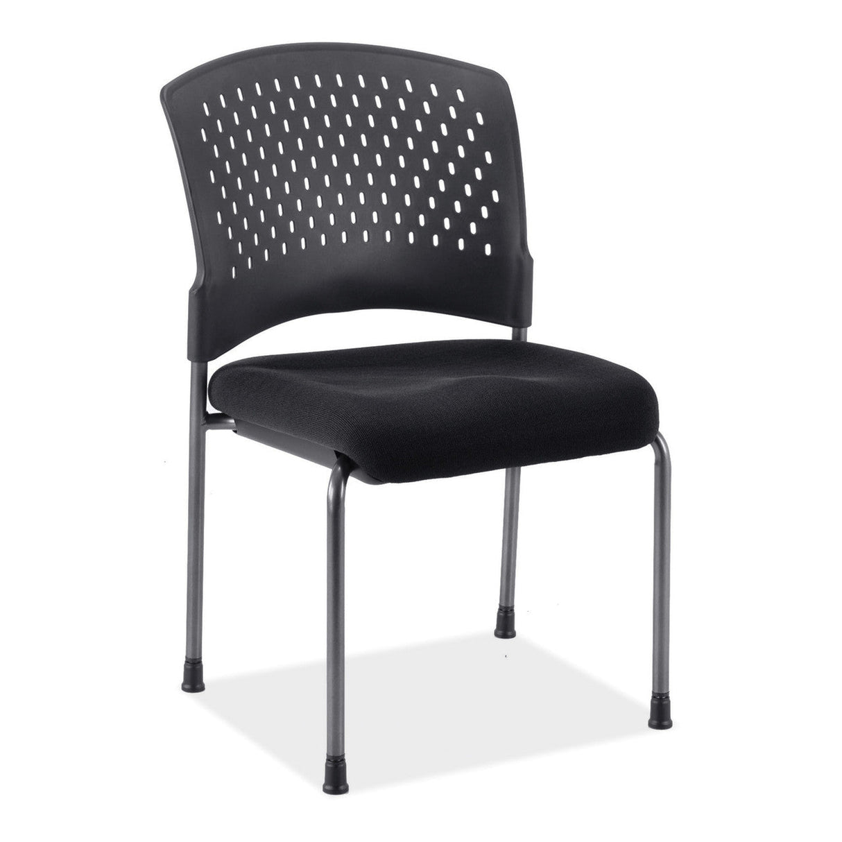 Aero Armless Guest Chair with Black Fabric Seat and Titanium Frame | OSSN6908FBK
