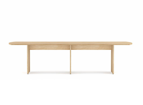 Anywhere 144"W x 48"D Bow End Rectangular Conference Table with Slab Base & Two Piece Top | TRBLS14448