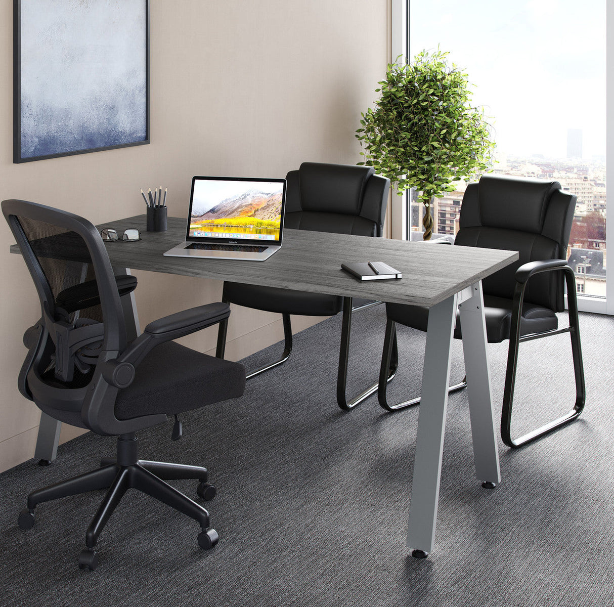 Brady Executive Guest Chair with Sled Base | OSGS4028PBK